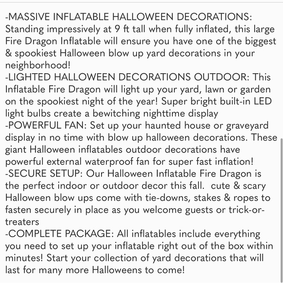 Giant Inflatable Fire-breathing Dragon for Decorations | Got  Halloween Inflatables Large 9 ft Fire Dragon - Inflatable Halloween Decoration